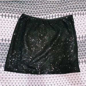 Jcrew Sequin Black Mini Skirt